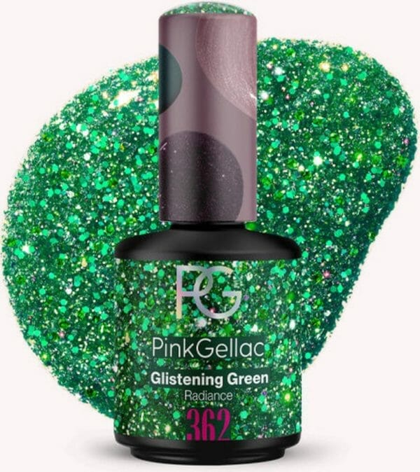 Pink gellac - glistening green - gellak - vegan - groen - glanzend - 15ml