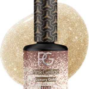 Pink Gellac Glitter Gellak Goud 15ml - Gouden Gel lak - gel nails - Glitter Finish Gelnagels - 130 Luxury Gold