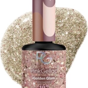 Pink Gellac Glitter Gellak Goud - Gel Nagellak - Gouden Glanzende Gel Lak- Gelnagellak - Gelnagels Producten - Gel Nails - 197 Golden Glam