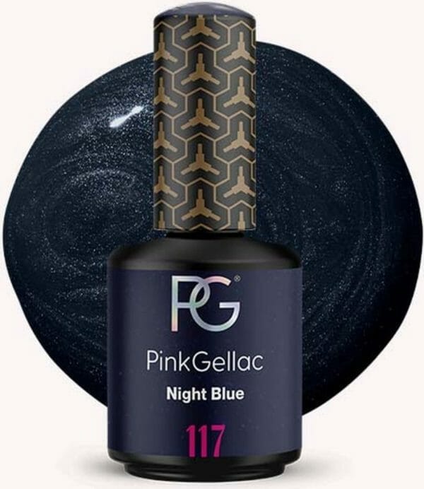 Pink gellac - night blue - gellak - vegan - blauw - glitters - glanzend - 15ml