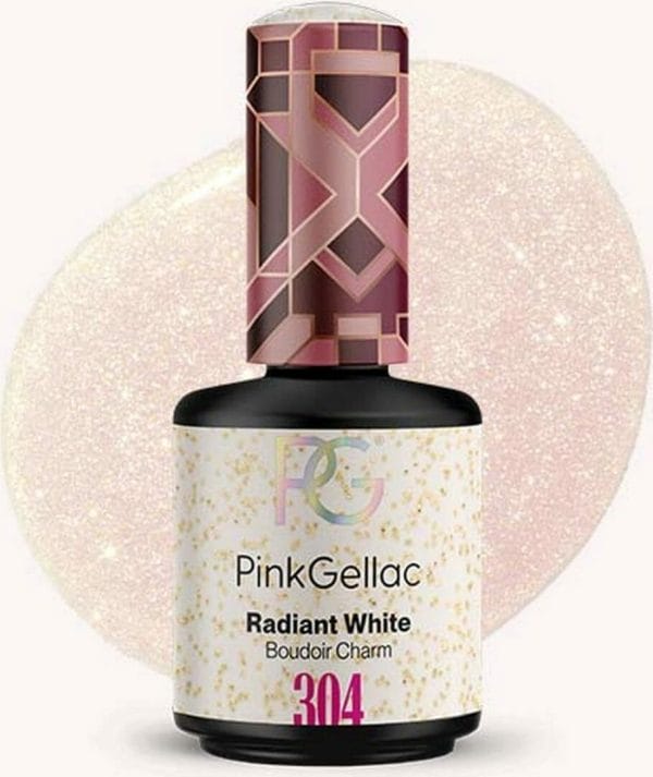 Pink gellac | radiant white - gellak - vegan - wit - glitter finish - 15 ml