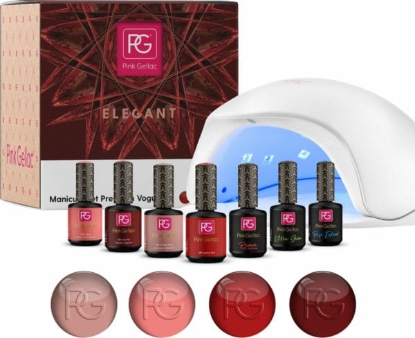 Pink gellac | starterset premium vogue® the elegant - gel nagellak set - met 4 kleuren en led lamp