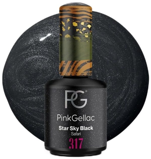 Pink gellac zwart gellak nagellak 15ml - gelnagels producten - glanzende gel nails - 317 star sky black