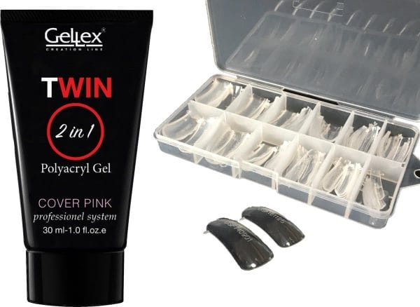 Polygel Cover pink 30 ml incl. Gratis Dual Nageltips 120st- Geschikt voor UV & LED lamp - Gellak - Polygel Nagels