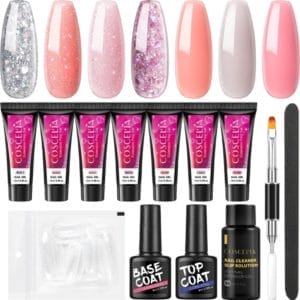 Polygel Kit - Polygel Set - Nagelverlenging - Polygel 7 kleuren - Basecoat - Topcoat - Polygel nagels - Kunstnagels - Gel Polish - Acryl gellak