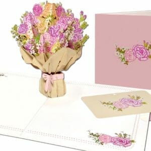 Popcards popupkaarten - Grote pop-up kaart met een Bos Gele en Roze Rozen Bloemen Wenskaart 3D-kaart