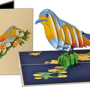 Popcards popupkaarten - Verjaardagskaart Blauw Gele Siervogel Vogel Vrijheid Felicitatie Verjaardag pop-up kaart 3D wenskaart