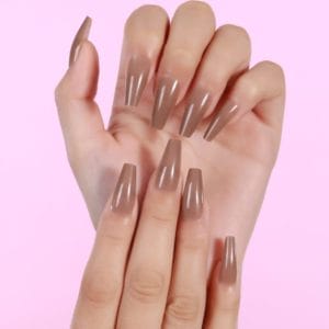 Press-on Nail - Amber - Bruin - Nude- Plaknagels-Trendy- Square