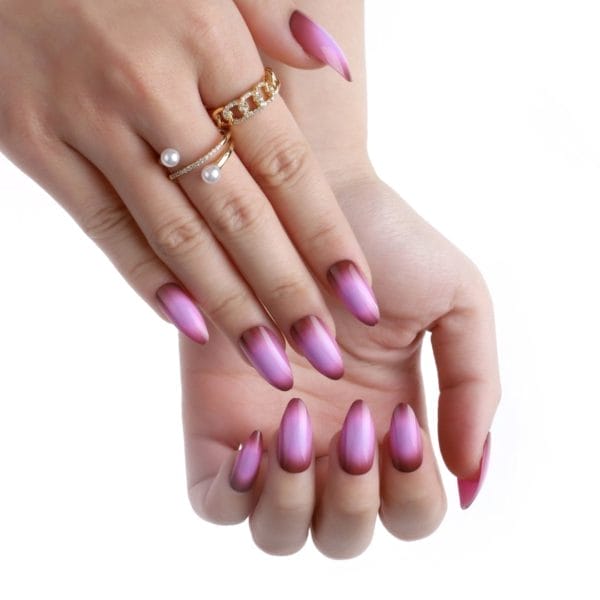 Press-on nail - caty - ombre- roze- plaknagels-trendy-ovaal medium