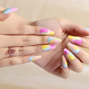 Press-on Nail - Luna - Neon- Mulicolor - Plaknagels- Trendy- Square-Geel - Roze- Groen- Blauw