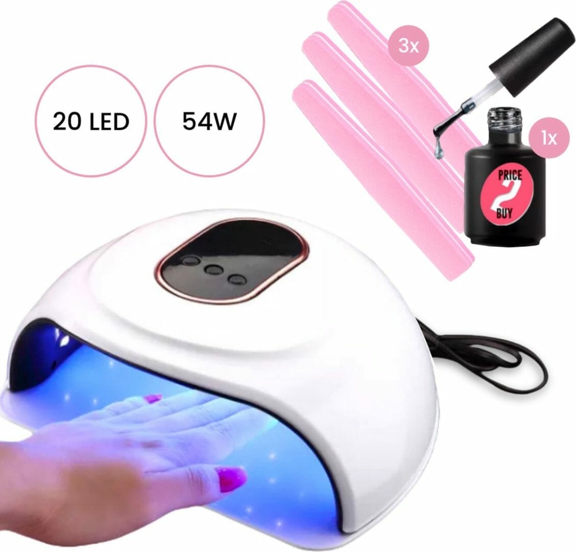 Price2buy UV lamp gelnagels 54W Roze + Gratis Nagelvijlen & Nagellak Nageldroger Nagellamp