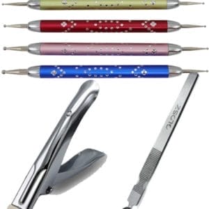 Professionele Nagel behandeling / nail art set van Mistery Milano- : Een Cuticle Pusher & remover- een nagel tip knipper en een set dotting tools (5st)