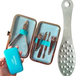 Professionele Voetvijl met Pedicure Set: Complete Voetverzorgingskit - Dubbelzijdige Voetrasp, Nagelclippers, Kleine Vijl - Ideaal voor Eeltverwijdering, Nagelverzorging & Zachte Voeten - Premium Pedicure Tools voor Thuisgebruik