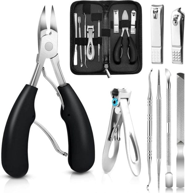 Professionele teennagelknipper set van 8 stuks nageltang voor sterke teennagels, set van roestvrij staal, nagelvijl, nagelschaar, reparatie voor dikke en ingegroeide teennagels