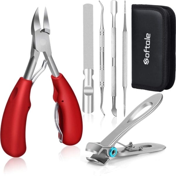Professionele teennagelknipper, super scherpe nageltang voor dikke en ingegroeide harde teennagels. Roestvrij stalen pedicure knipser teennagelsnijder. Nagelvijl en zachte grip nagelschaar set