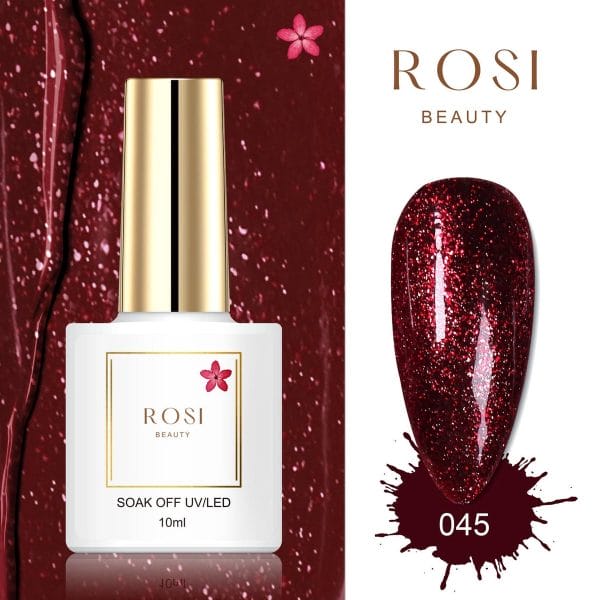 ROSI Beauty Gelpolish - Gel nagellak - Gellak - 10 ML - UV & LED - Rood 045 Glitter Red