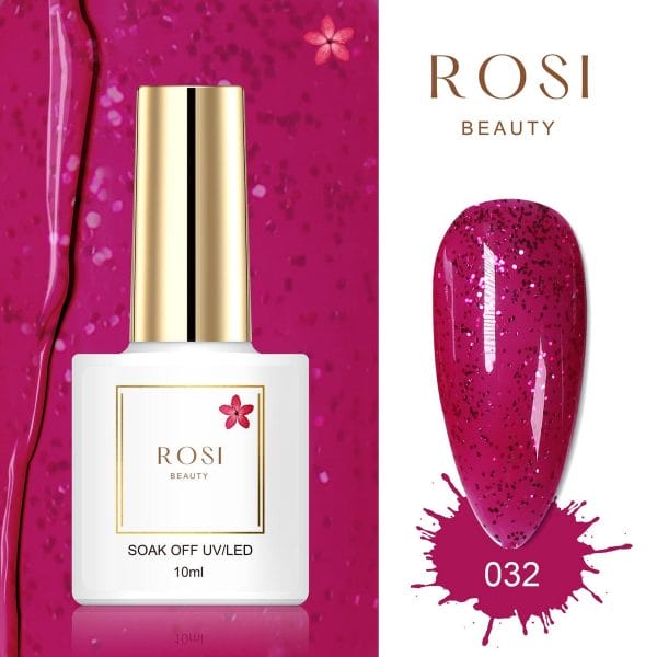 ROSI Beauty Gelpolish - Gel nagellak - Gellak - 10 ML - UV & LED - Roze 032 Glitter Pink