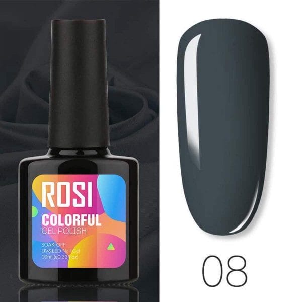 ROSI Gelpolish - Gel nagellak - Gellak - UV & LED - Grijs 008 Dark Grey