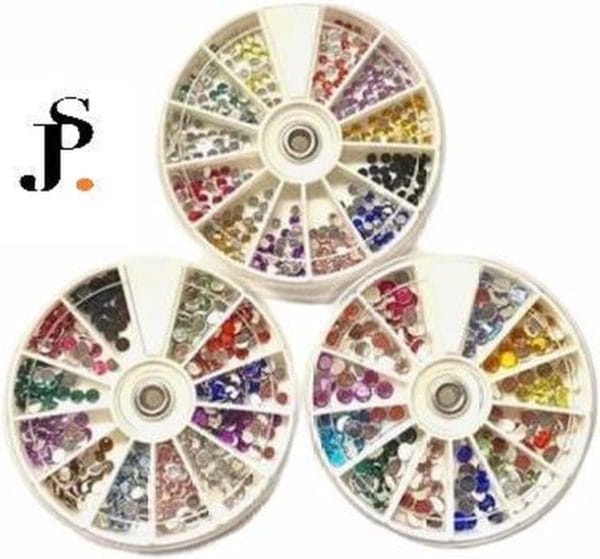 Rhinestones diverse kleuren/3d nail art/strass steentjes/nagel decoratie/ set 3 x carrousel