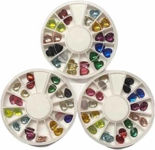 Rhinestones nail art/diverse vormen steentjes/nagel decoratie/set 3 x carrousel