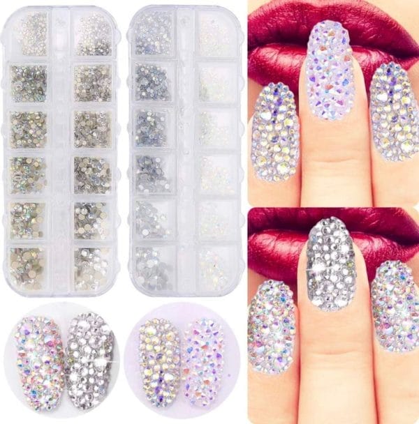 Rhinestones set | rhinestones steenjes | rhinestones nail art | nagel diamonds | nail art zilver kleuren / strass nagel steentjes / nagel diamantjes