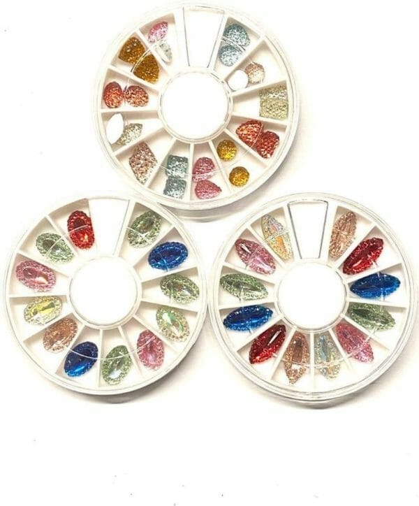 Rhinestones/diverse 3d nail art/nagel decoratie/set 3 x carrousel