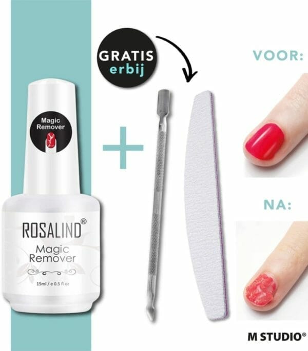 Rosalind gellak remover - 15ml - met nagelvijl en bokkenpootje