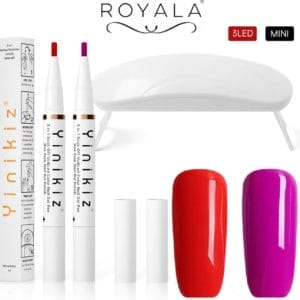 Royala 01 Gellak One Step Gel Polish Pen - 2 kleuren /Pennen - incl. mini UV lamp - GEEN Base of Top coat nodig - gel nagellak kit - nepnagels - gel nagellak