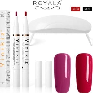 Royala 09 Gellak One Step Gel Polish Pen - 2 kleuren /Pennen - incl. mini UV lamp - GEEN Base of Top coat nodig - gel nagellak kit - nepnagels - gel nagellak