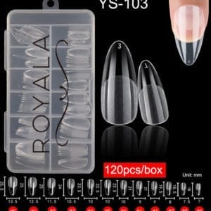 Royala 103 - Waterdrop Short Half Frosted - Full Cover - Nageltips - Nepnagels - Plaknagels - In Assortimentsbox - 120 stuks 12 maten - Voor Gellak Acrylnagellak en PolyGel nagels - Royala Frosted Tips Line