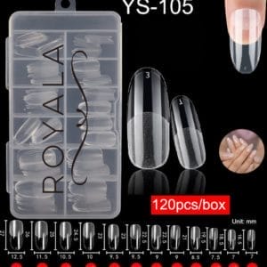 Royala 105 - Oval Long Half Frosted - Full Cover - Nageltips - Nepnagels - Plaknagels - In Assortimentsbox - 120 stuks 12 maten - Voor Gellak Acrylnagellak en PolyGel nagels - Royala Frosted Tips Line