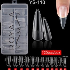 Royala 110. - Stiletto Full Cover - Full Frosted - Nageltips - Nepnagels - Plaknagels - 120 stuks 12 maten - Voor Gellak Acrylnagellak en PolyGel nagels