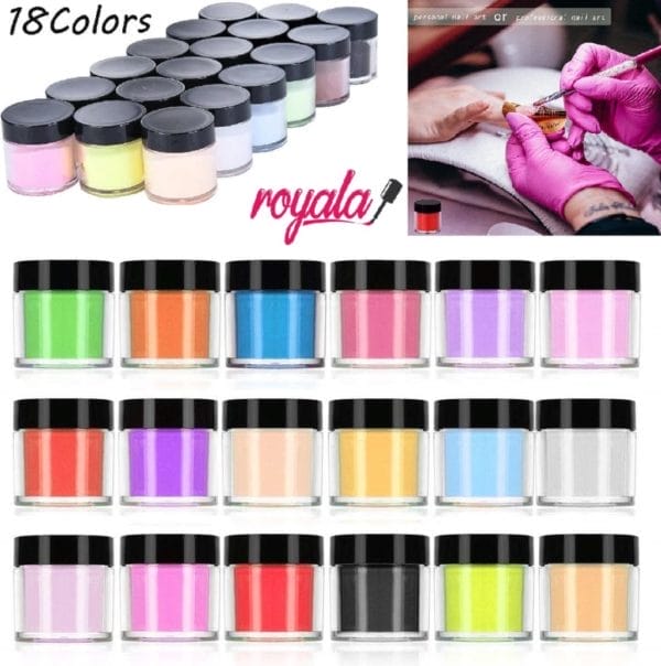 Royala | 18-kleuren acryl poeder set | acryl nagels | starter set voor nail art| acryl powder | nail art