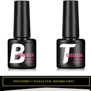 Royala Base & Top Coat 14 ml incl. gratis Nagelvijl - Gellak - No Wipe Topcoat - Goede Aanhechting - Blijvend Glanzende Nagels - Gellak Base en Topcoat - Geen Plaklaag - Top coat Base coat