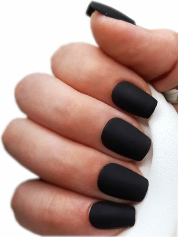 Sd press on nails - b-series - plaknagels - nagelset 20 nagels - b-120 zwart - gellak - nagellak - korte coffin nageltips - nepnagels met lijm - kunstnagels - nail art - handmade - valse nagels - nagelvijl - accessoires - matte nagels - zwarte nagels