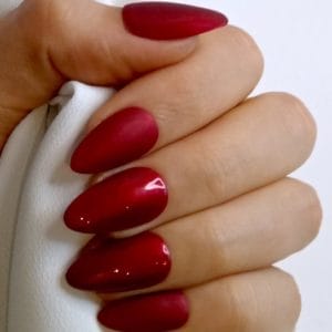 SD Press on Nails - B-Series - Plaknagels - Nagelset 20 Nagels - B104 - Rood Matte + Glans - Gellak - Nagellak - Kort Stiletto - Nepnagels met Lijm - Kunstnagels - Nail Art - Handmade - Valse nagels - Nagelvijl - Accessoires - Stiletto Nagels