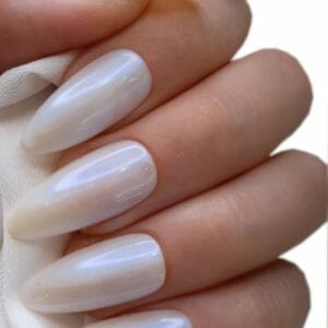 SD Press on Nails - B-Series - Plaknagels - Nagelset 20 Nagels - B109 - Pearly White - Gellak - Nagellak - Lang Stiletto Nageltips - Nepnagels met Lijm - Kunstnagels - Nail Art - Handmade - Valse nagels - Nagelvijl - Accessoires - Lange Nagels