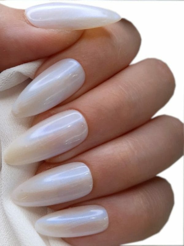 Sd press on nails - b-series - plaknagels - nagelset 20 nagels - b109 - pearly white - gellak - nagellak - lang stiletto nageltips - nepnagels met lijm - kunstnagels - nail art - handmade - valse nagels - nagelvijl - accessoires - lange nagels