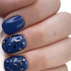 SD Press on Nails - B-Series - Plaknagels - Nagelset 20 Nagels - B14 Blauw Tiger - Gellak - Nagellak - Kort Naturel - Nageltips - Nepnagels met Lijm - Kunstnagels - Nail Art - Handmade - Valse nagels - Nagelvijl - Accessoires - Korte Nagels