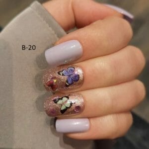 SD Press on Nails - B-Series - Plaknagels - Nagelset 20 Nagels - B20 Paars Glitter - Gellak - Nagellak - Medium Square Nageltips - Nepnagels met Lijm - Kunstnagels - Nail Art - Handmade - Valse nagels - Nagelvijl - Accessoires