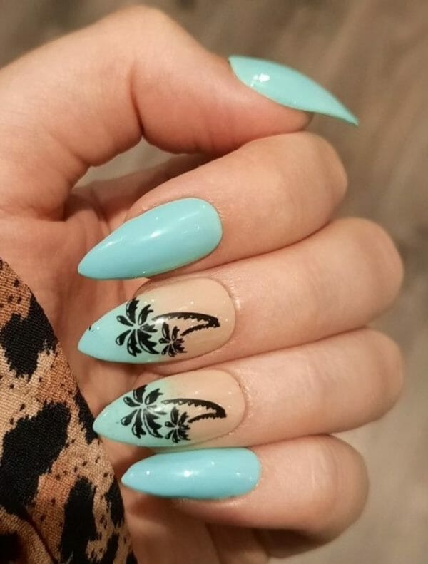 Sd press on nails - b-series - plaknagels - nagelset 20 nagels - b37 beachball - blauw - gellak - medium nagels - nagellak - stiletto - nepnagels met lijm - kunstnagels - nail art - handmade - valse nagels - nagelvijl - accessoires