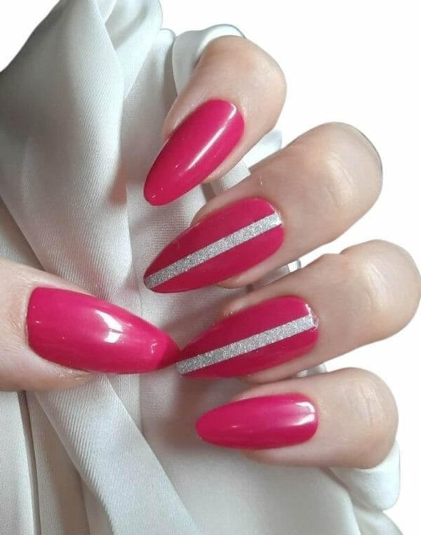 Sd press on nails - b-series - plaknagels - nagelset 20 nagels - b4 - pink roze zilver - gellak - nagellak - lang stiletto nageltips - nepnagels met lijm - kunstnagels - nail art - handmade - valse nagels - nagelvijl - accessoires - lange nagels