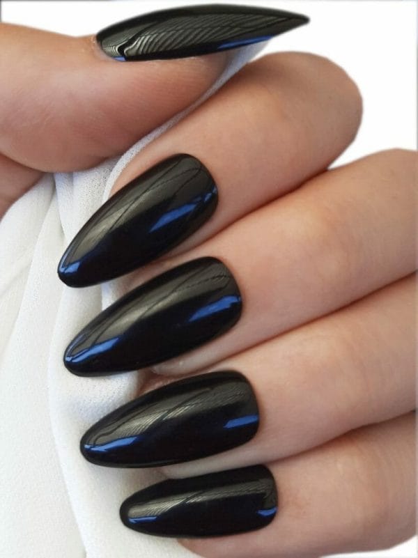 Sd press on nails - b-series - plaknagels - nagelset 20 nagels - b49 - zwart - gellak - nagellak - lang stiletto nageltips - nepnagels met lijm - kunstnagels - nail art - handmade - valse nagels - nagelvijl - accessoires - lange nagels - zwarte nagel