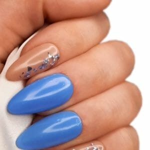 SD Press on Nails - B-Series - Plaknagels - Nagelset 20 Nagels - B55 - Blauwpaars glitter - Gellak - Nagellak - Lang Stiletto Nageltips - Nepnagels met Lijm - Kunstnagels - Nail Art - Handmade - Valse nagels - Nagelvijl - Accessoires - Lange Nagels