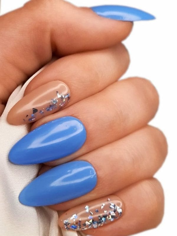 Sd press on nails - b-series - plaknagels - nagelset 20 nagels - b55 - blauwpaars glitter - gellak - nagellak - lang stiletto nageltips - nepnagels met lijm - kunstnagels - nail art - handmade - valse nagels - nagelvijl - accessoires - lange nagels