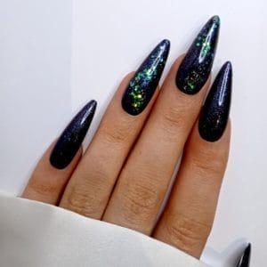 SD Press on Nails - B159- Plaknagels met nagellijm - XL Stiletto Kunstnageltips - Zwart Paars - Set 20 Kunstnagels handgemaakt van gel polish - Halloween Accessoires