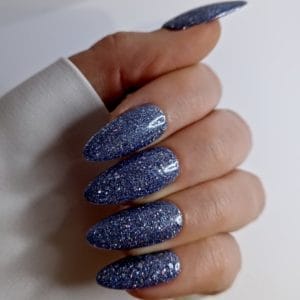 SD Press on Nails - B164 - Plaknagels met nagellijm - Lang Stiletto Kunstnagels - Blauw Glitter - Set 20 Nagels - Handmade - Gellak - Accessoires Feestdagen