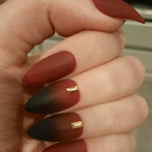 SD Press on Nails - Plaknagels - Gelnagels - 20 stuks - Handgemaakte Nagels - Set No. 159 Bad Blood - Rood - Matte - Ombre nagels - Zwart - Medium Stiletto - Builder gel - Gellak - Nepnagels - Nagellijm - Nail art - Nails at home