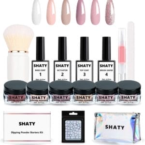 SHATY® Dipping Powder Starters Kit - Complete Set - 6 kleuren - Acryl Nagels Starterpakket - Inclusief Nagelstickers