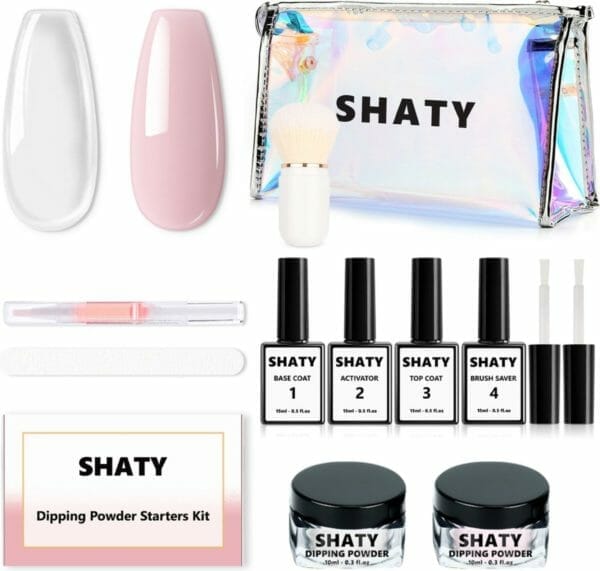 Shaty® dipping powder starters kit - complete set - clear & light pink - acryl nagels starterpakket